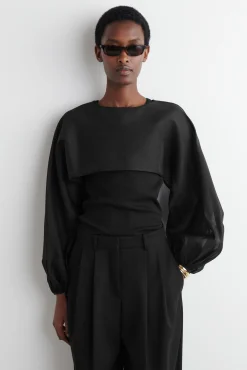 COS Occasionwear*HYBRIDTOPP I TRANSPARENT SIDEN MED BALLONGÄRM