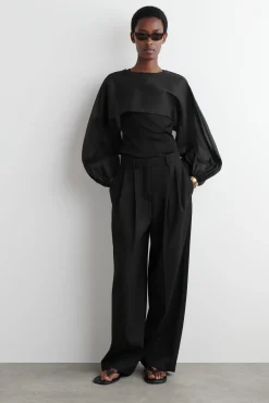 COS Occasionwear*HYBRIDTOPP I TRANSPARENT SIDEN MED BALLONGÄRM