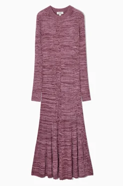 COS Klänningar & Jumpsuits*RIBBSTICKAD MIDIKLÄNNING MED MELERING